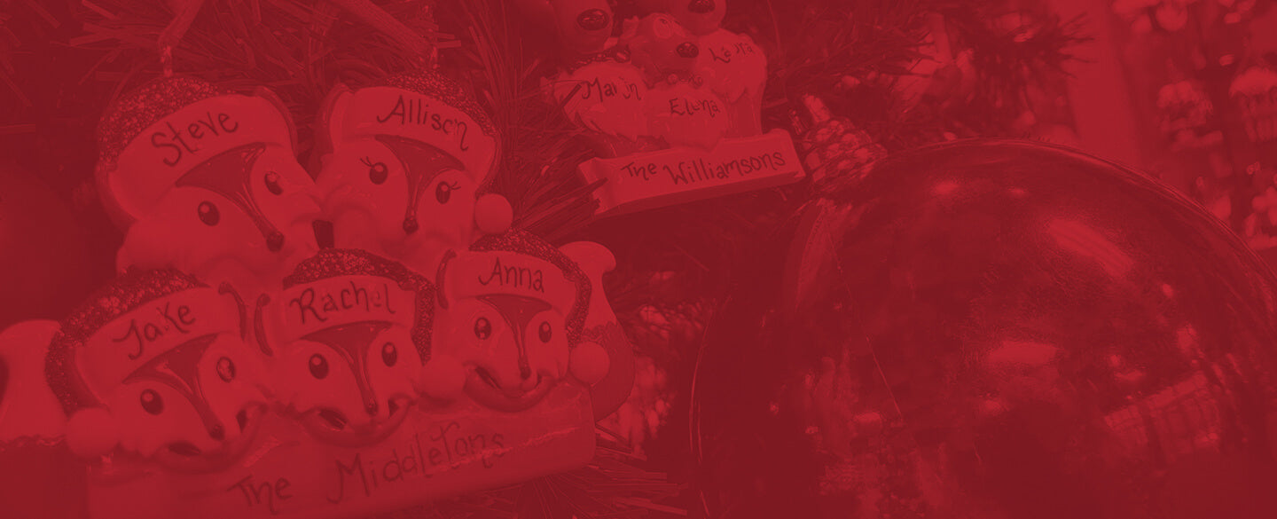 Personalized family Christmas ornaments with names for families of all sizes.