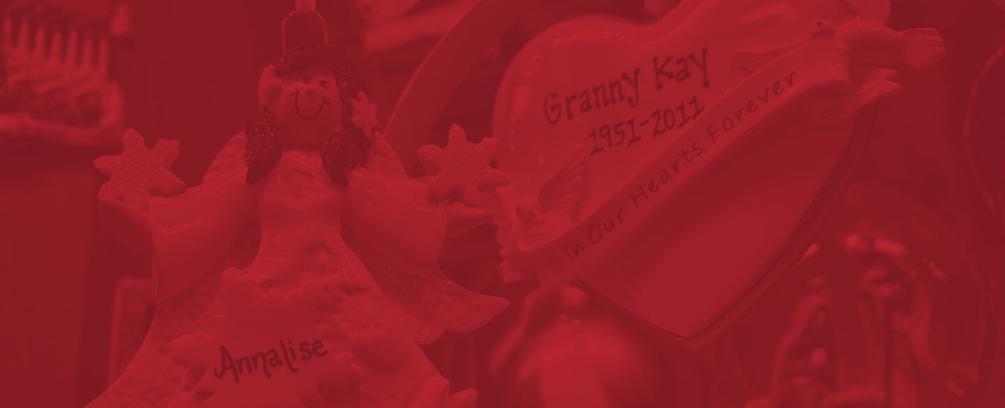 Personalized ornament honoring loved ones and faith.