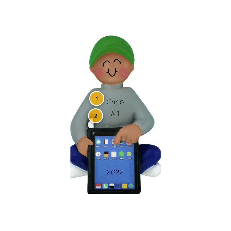 African American Boy with Tablet Personalized Ornament