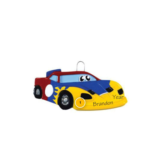 Animated Child's Race Car Personalized Ornament