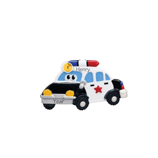 Animated Child's Police Car Personalized Ornament