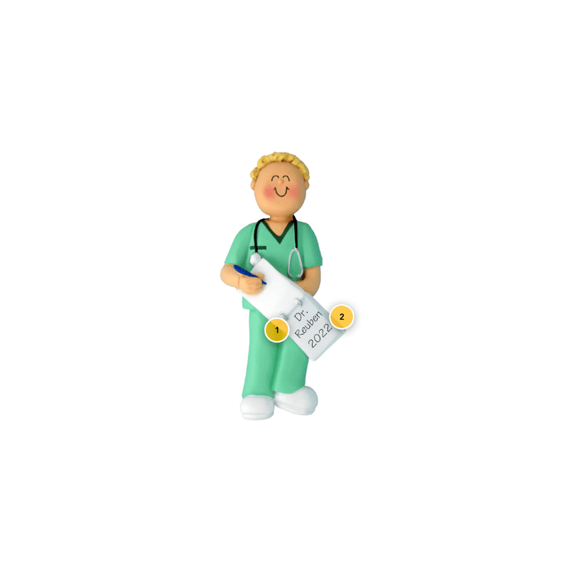 Blonde Male Doctor Personalized Ornament