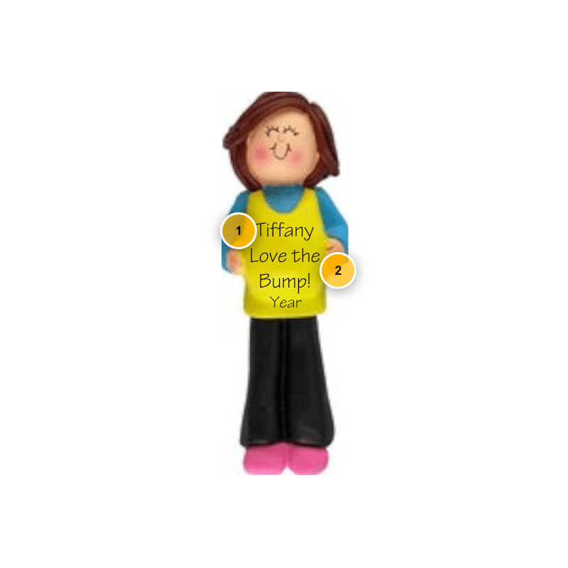Brunette Baby Bump Personalized Ornament