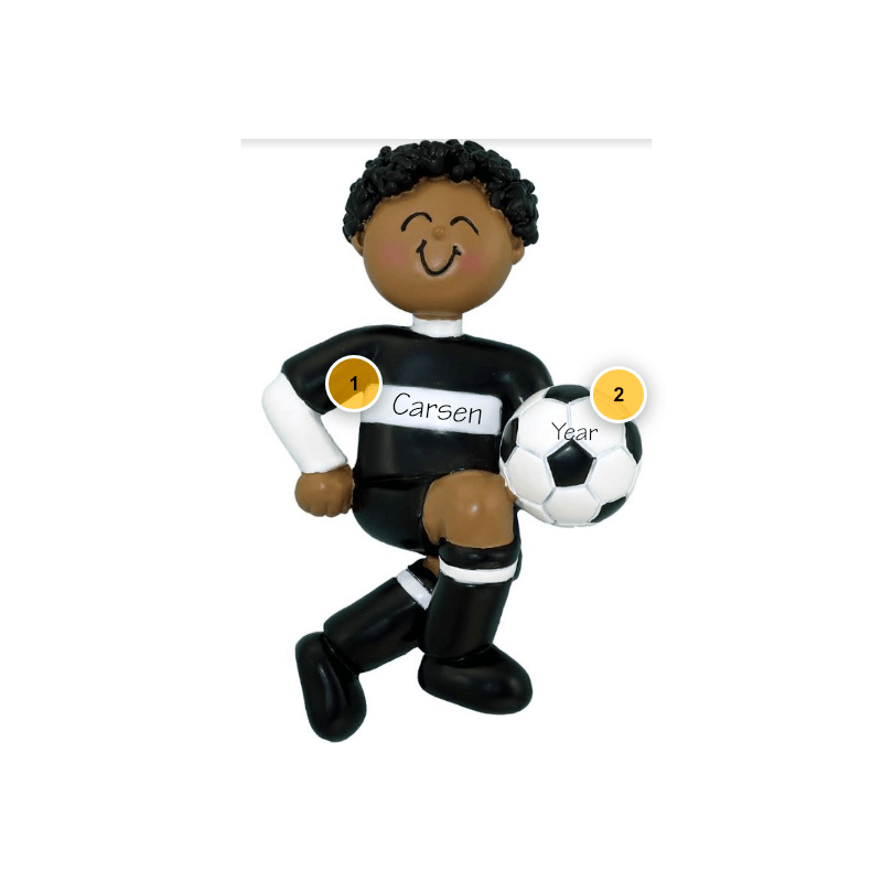 African American Male Soccer Player Personalized Ornament