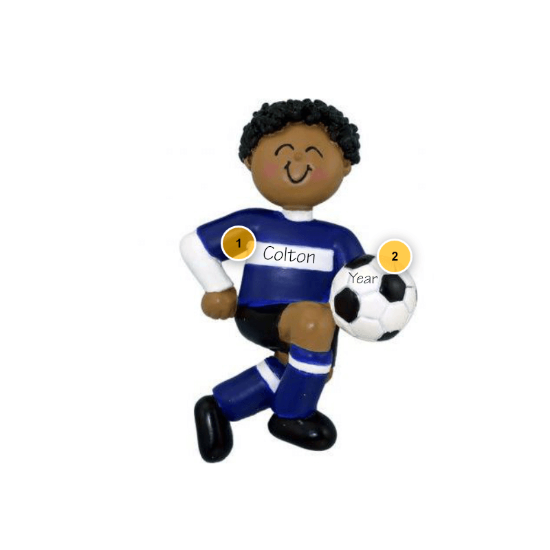 African American Male Soccer Player Personalized Ornament