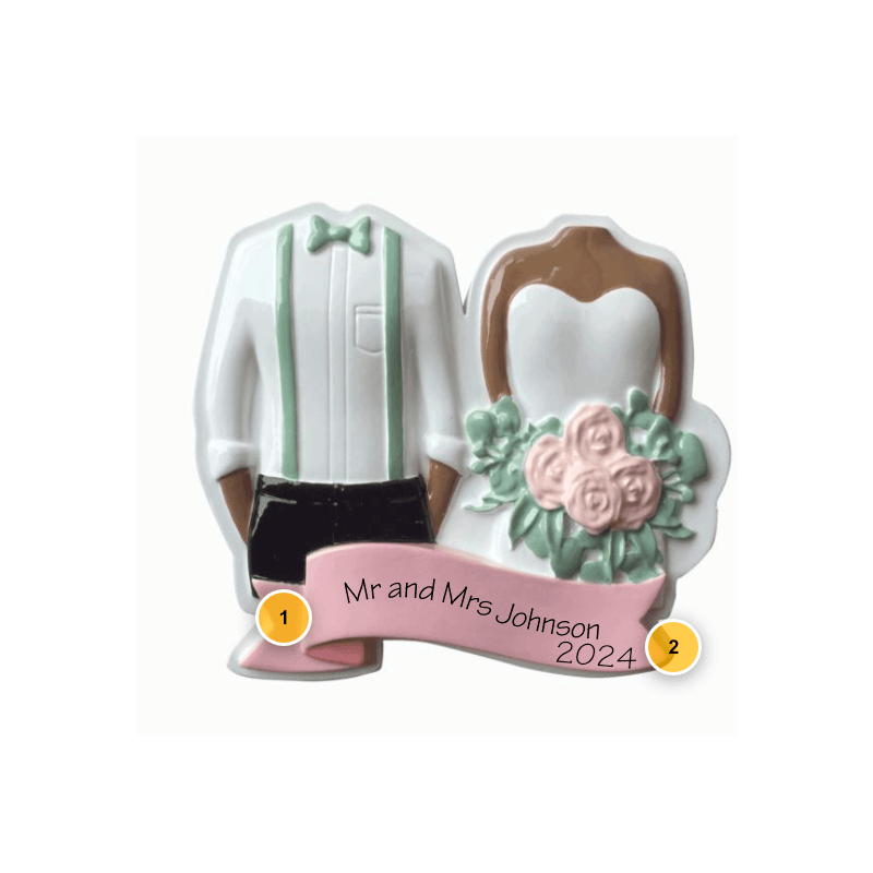 African American Modern Wedding Couple Personalized Ornament