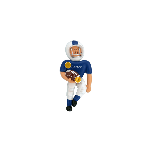 Football Player Blue Uniform Personalized Ornament