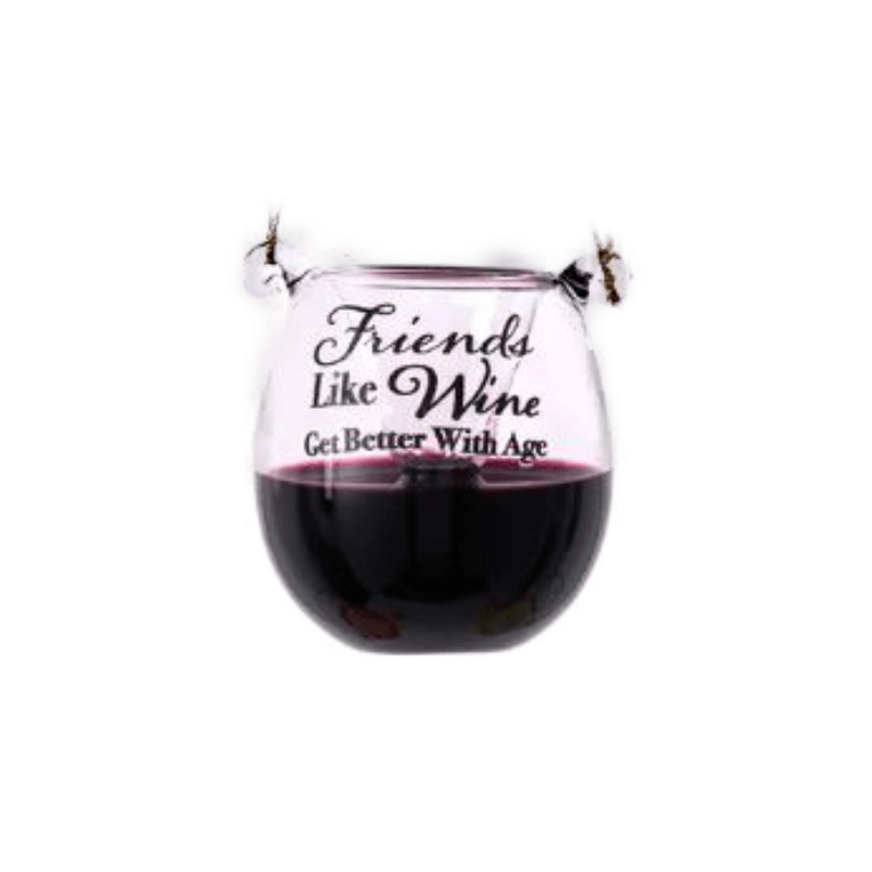 Friends Like Wine Get Better with Age Stemless Wine Glass Ornament