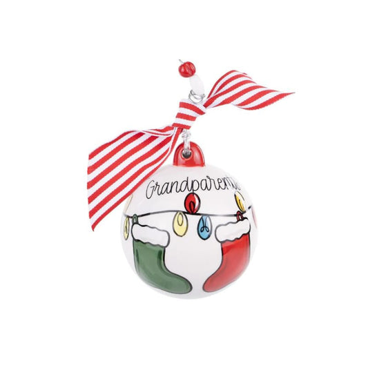 Grandkids with Stockings Ceramic Personalized Ornament