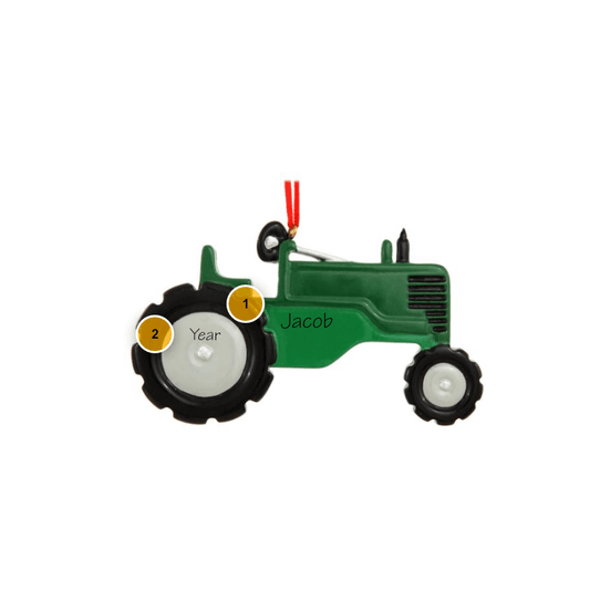 Green Tractor Personalized Ornament