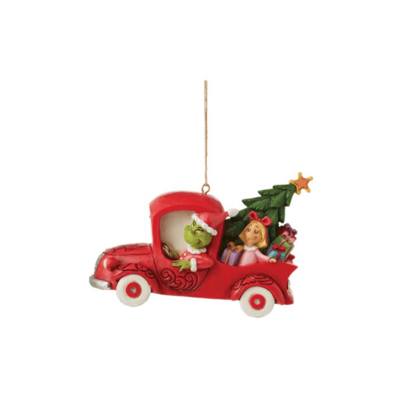 Grinch in Red Truck Ornament