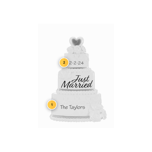 Modern Wedding Cake Personalized Ornament
