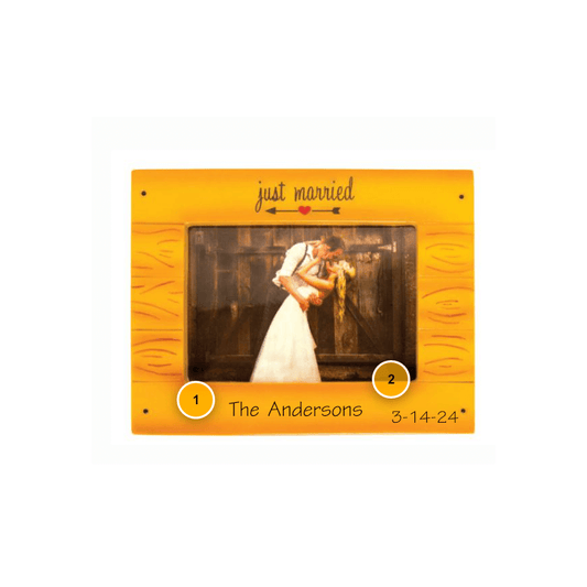 Just Married Picture Frame Personalized Ornament