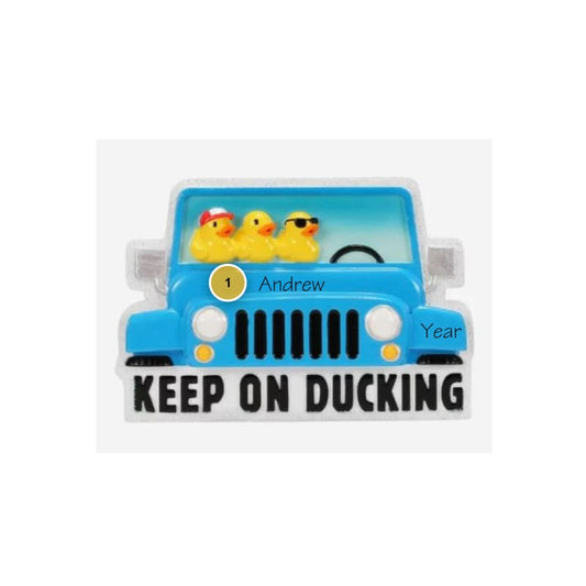 Keep on Ducking Jeep Personalized Ornament
