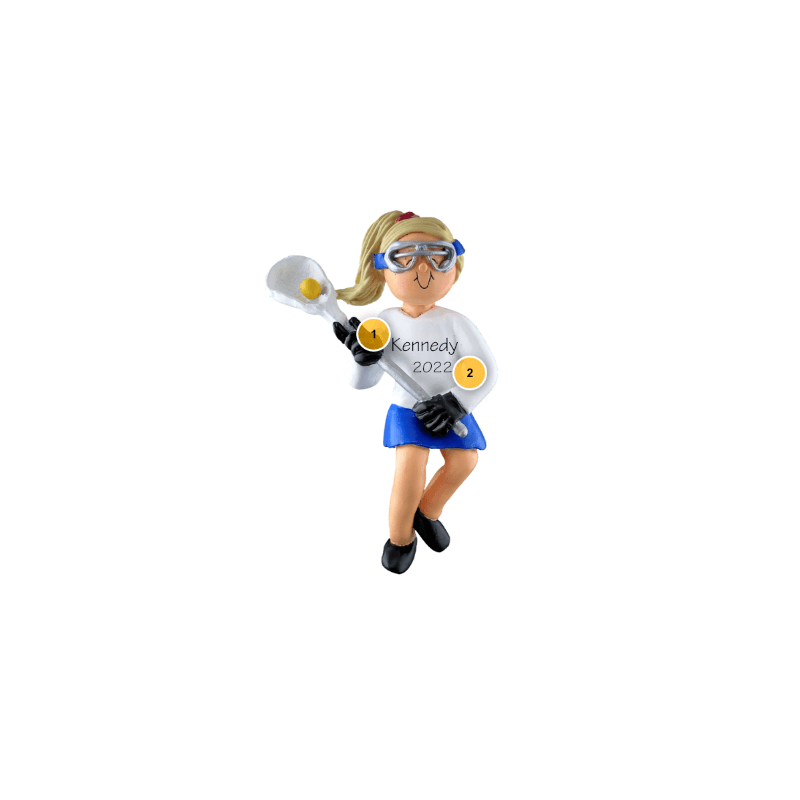 Blonde Female Lacrosse Personalized Ornament