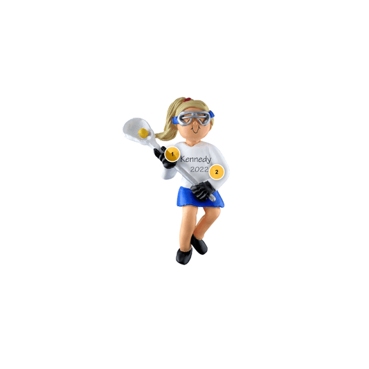 Blonde Female Lacrosse Personalized Ornament
