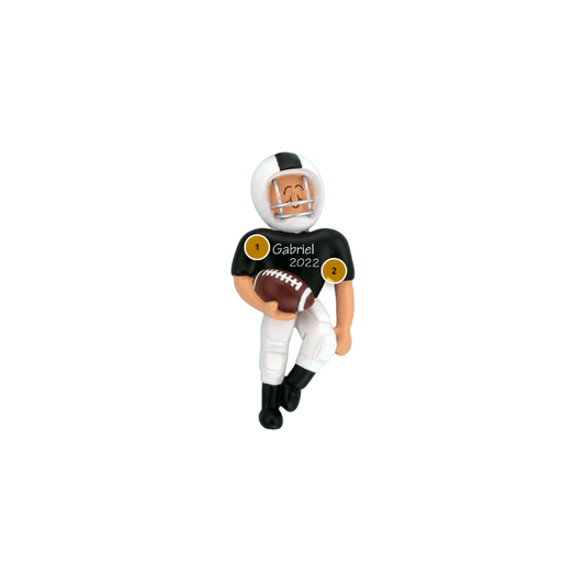 Football Player Black Uniform Personalized Ornament