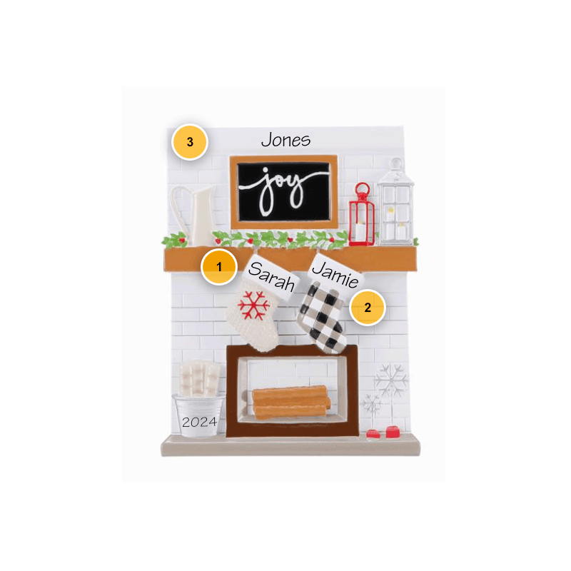 Fireplace Mantle Couple Personalized Ornament