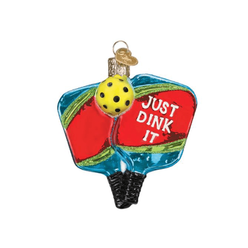 Pickleball Paddles Glass Ornament