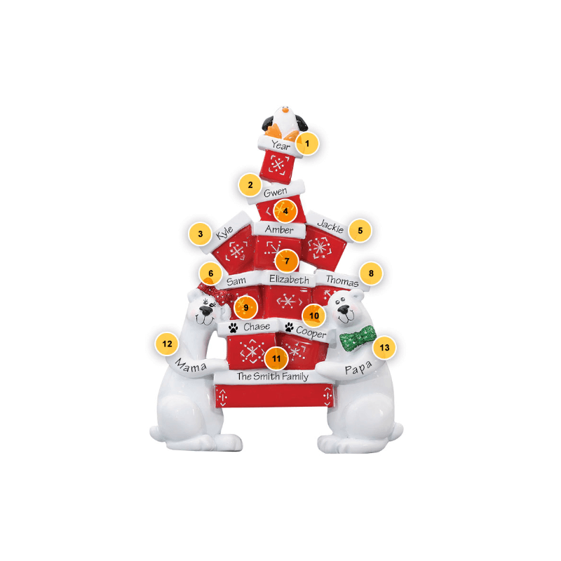 Polar Bear Gifts Personalized Table Topper With 13 Names