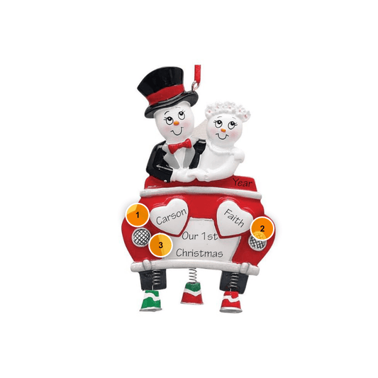 Snow Couple Bride and Groom Personalized Ornament