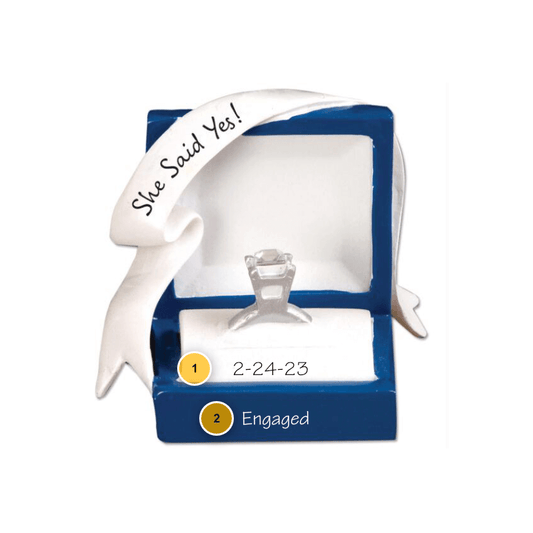 Diamond Engagement Ring Box Personalized Ornament