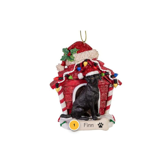 Black Labrador With Dog House Personalized Ornament