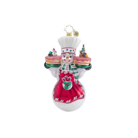 Christopher Radko -Snowman This Christmas Takes The Cake Glass Ornament