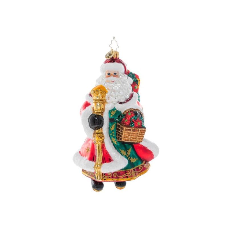 Christopher Radko-Festive Florals Santa Glass Ornament
