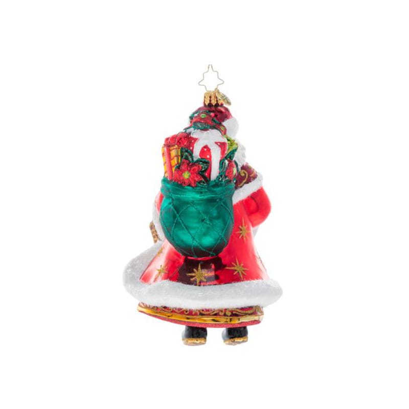 Christopher Radko-Festive Florals Santa Glass Ornament