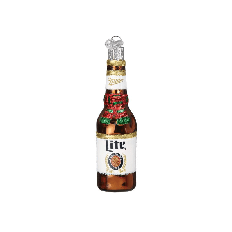 Holiday Miller Lite Bottle Glass Ornament