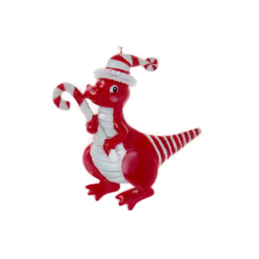 Red Peppermint Dinosaur Ornament