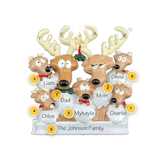 Reindeer Family of 7 Personalized Ornament
