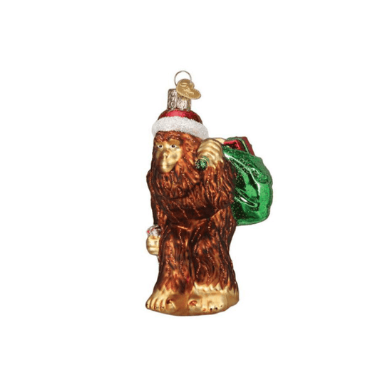 Santa Sasquatch Glass Ornament