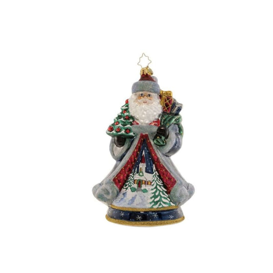 Christopher Radko-Santa's Snowy Scene Glass Ornament