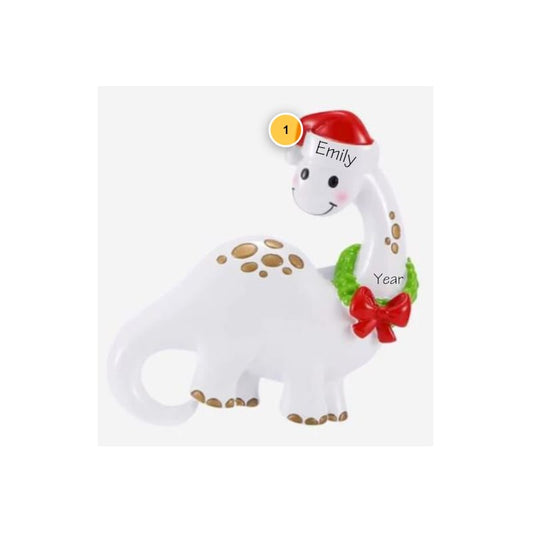 White Brontosaurus Personalized Ornament