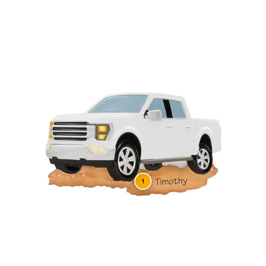 White Truck Personalized Ornament