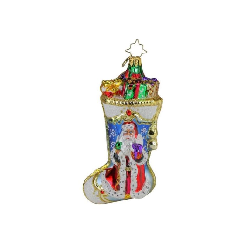 Christopher Radko-Winter Time Stocking Glass Ornament