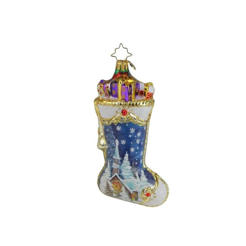 Christopher Radko-Winter Time Stocking Glass Ornament