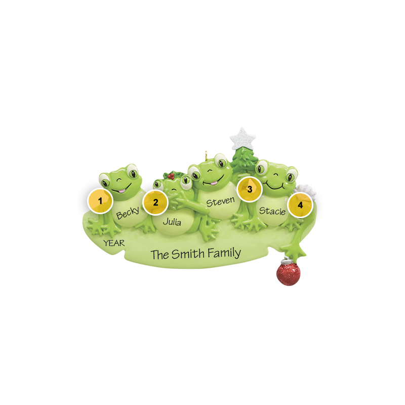 Frog Family Four 4 Personalized Ornament