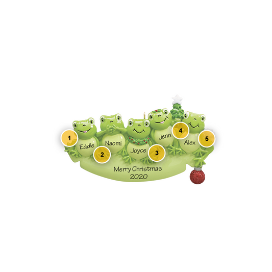 Frog Family Personalized Ornament Family of 5