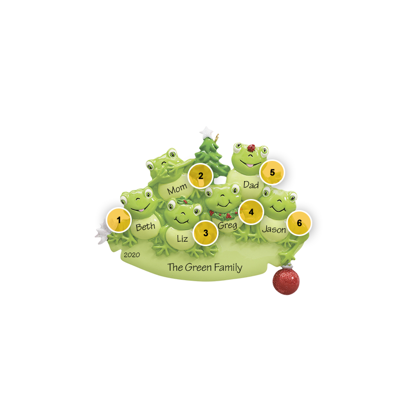 Frog Family Personalized Ornament Family of 6