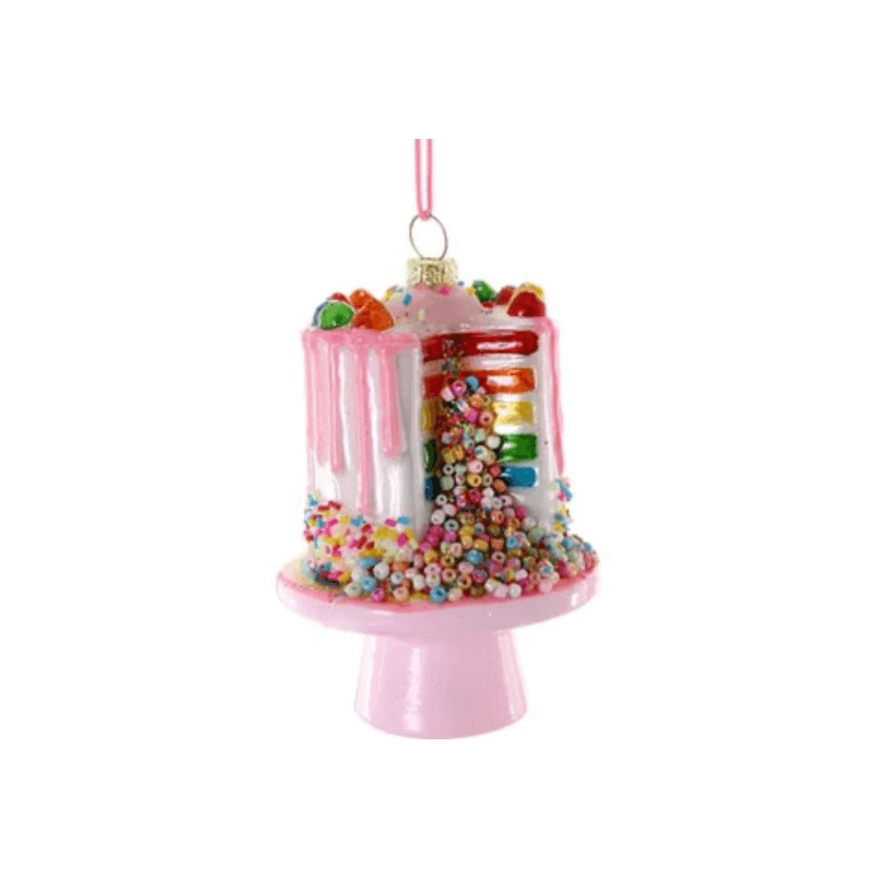 Rainbow Cake Glass Ornament