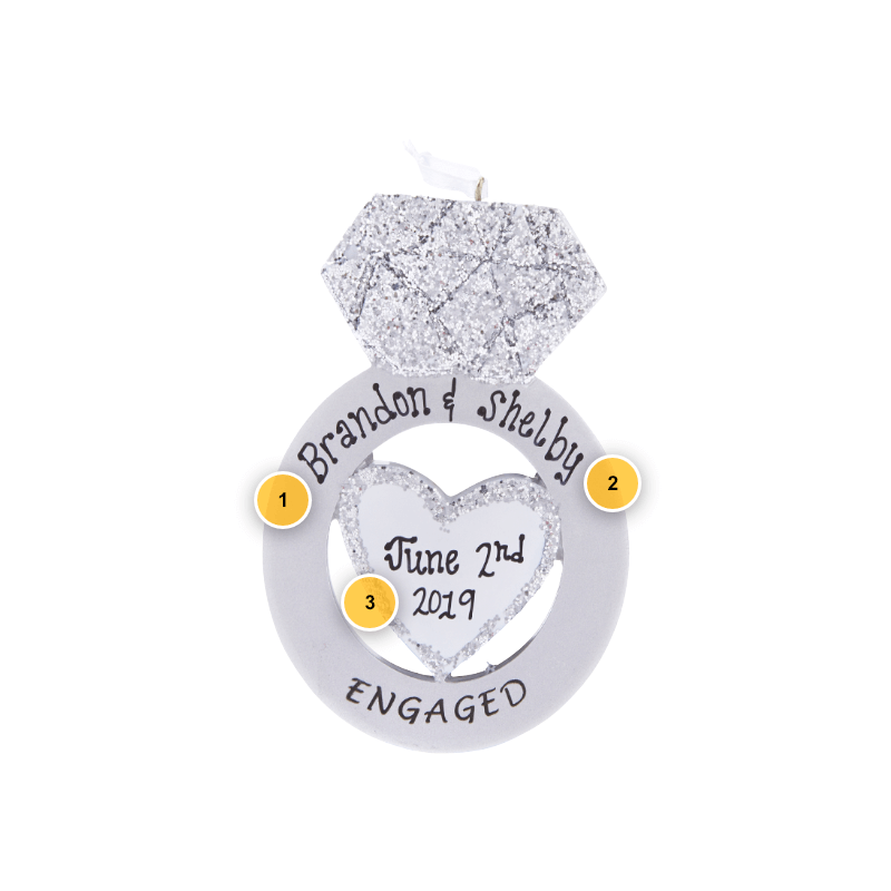 Diamond Engagement Ring Personalized Ornament