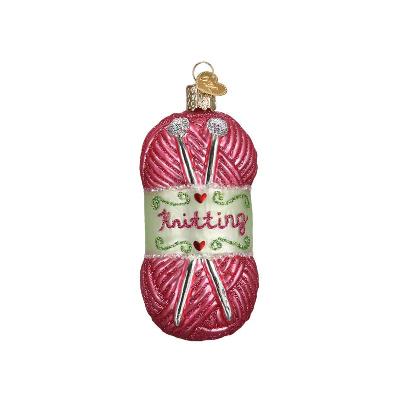 Knitting Yarn Glass Ornament