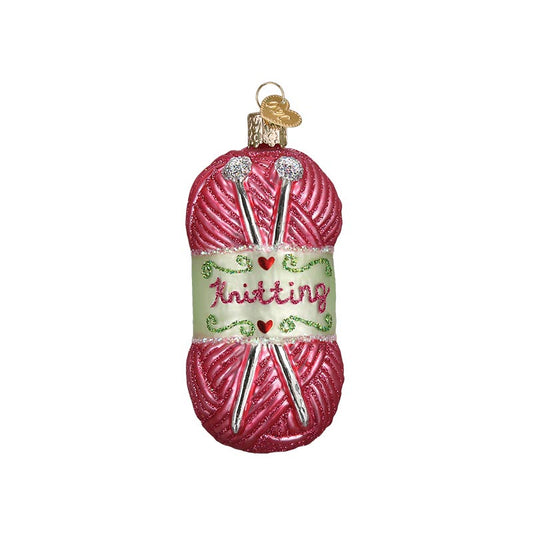 Knitting Yarn Glass Ornament