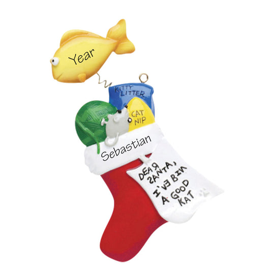 Cat Stocking Personalized Ornament