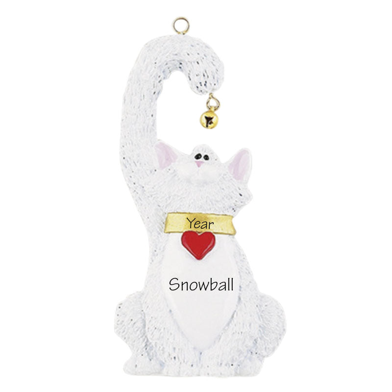 White Cat Personalized Ornament