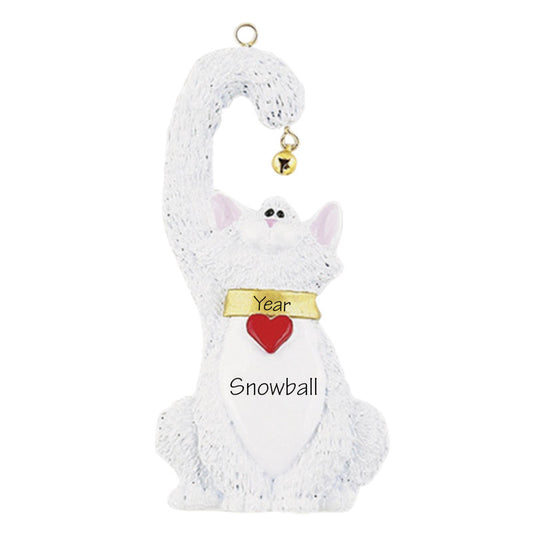 White Cat Personalized Ornament
