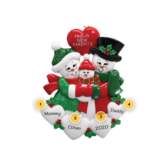 New Parents Snowcouple Personalized Ornament